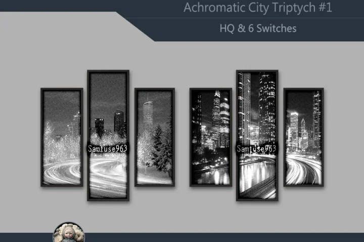 HQ Achromatic City Triptych #1 Sellable Extra B Samtuse963