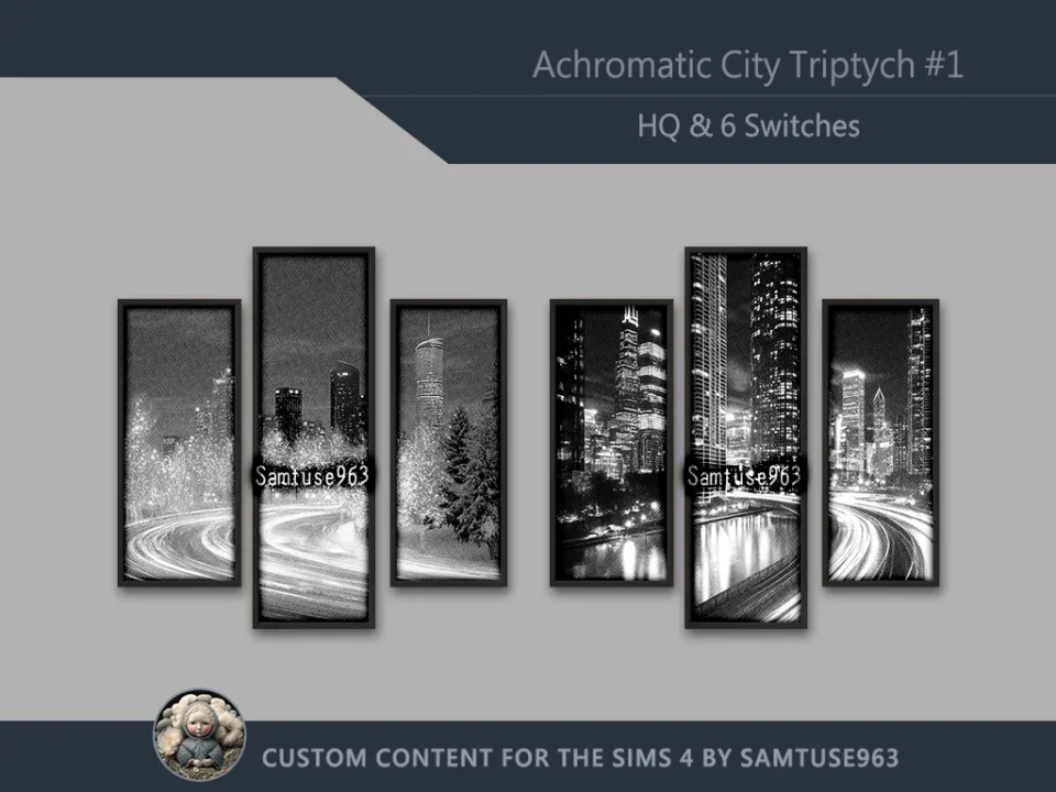 HQ Achromatic City Triptych #1 Sellable Extra B Samtuse963