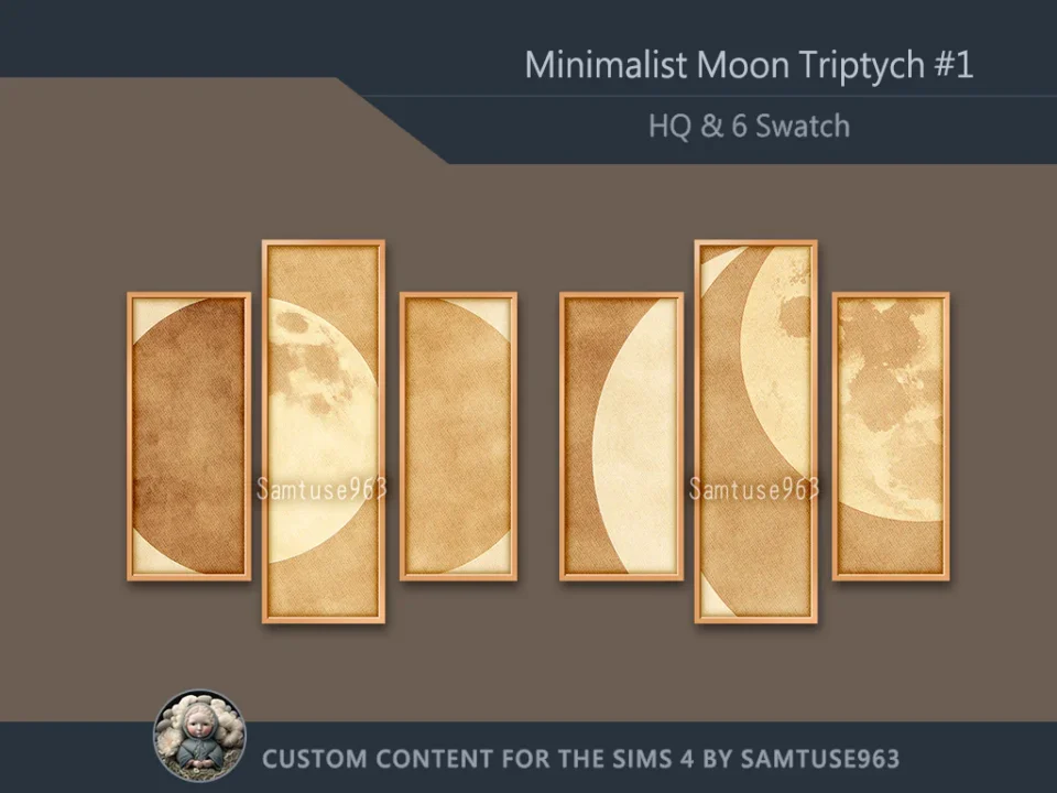 HQ Minimalist Moon Triptych #1 Extra B Samtuse963