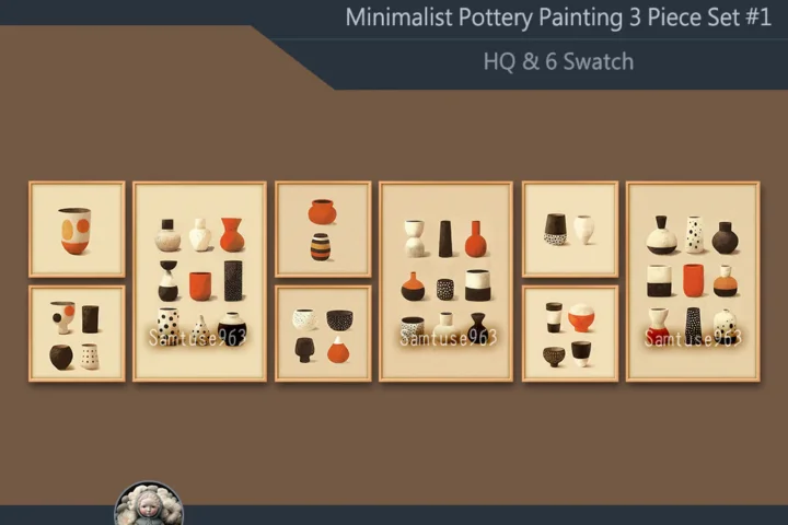HQ Minimalist Pottery Painting 3 Piece Set #1 Extra F Samtuse963