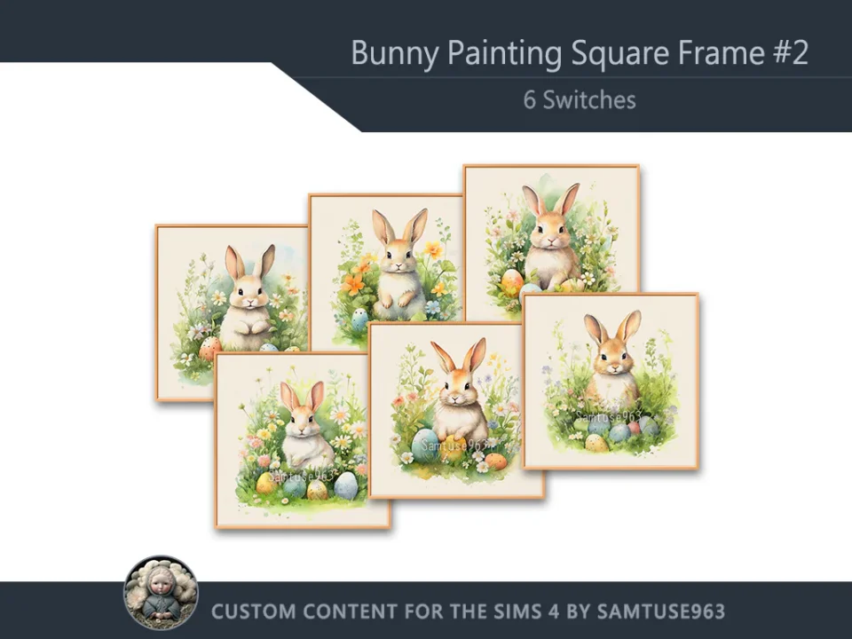 Bunny Painting Square Frame #2 Samtuse963