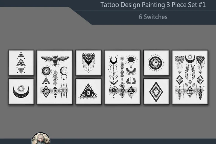 Tattoo Design Painting 3 Piece Set #1 Extra F Samtuse963