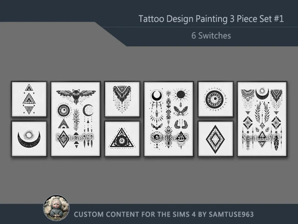 Tattoo Design Painting 3 Piece Set #1 Extra F Samtuse963