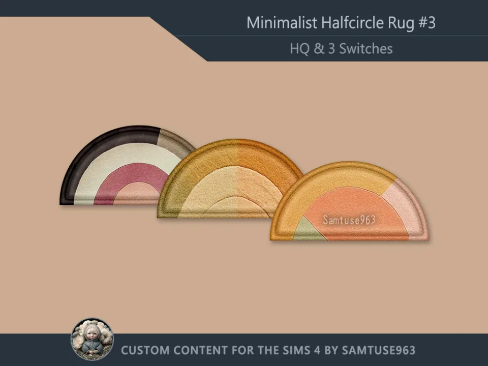 HQ Minimalist Half Circle Dance Rug #3 Samtuse963