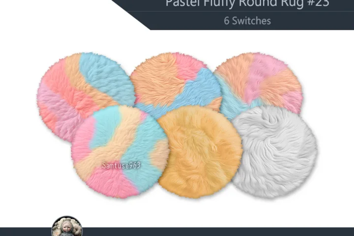 Pastel Fluffy Round Dance Rug #23 Samtuse963