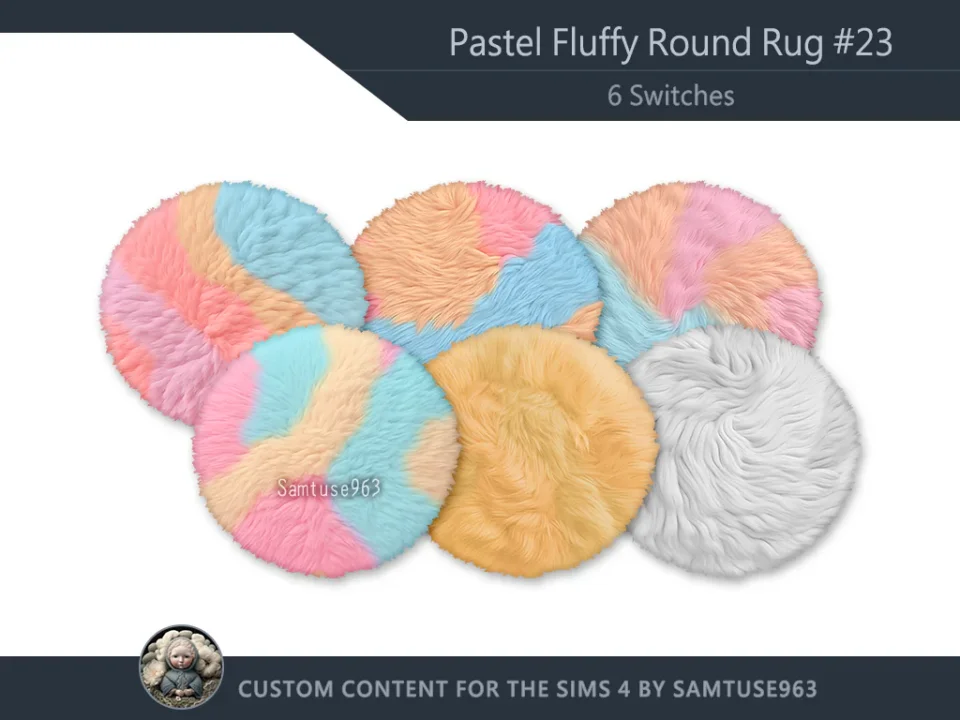 Pastel Fluffy Round Dance Rug #23 Samtuse963