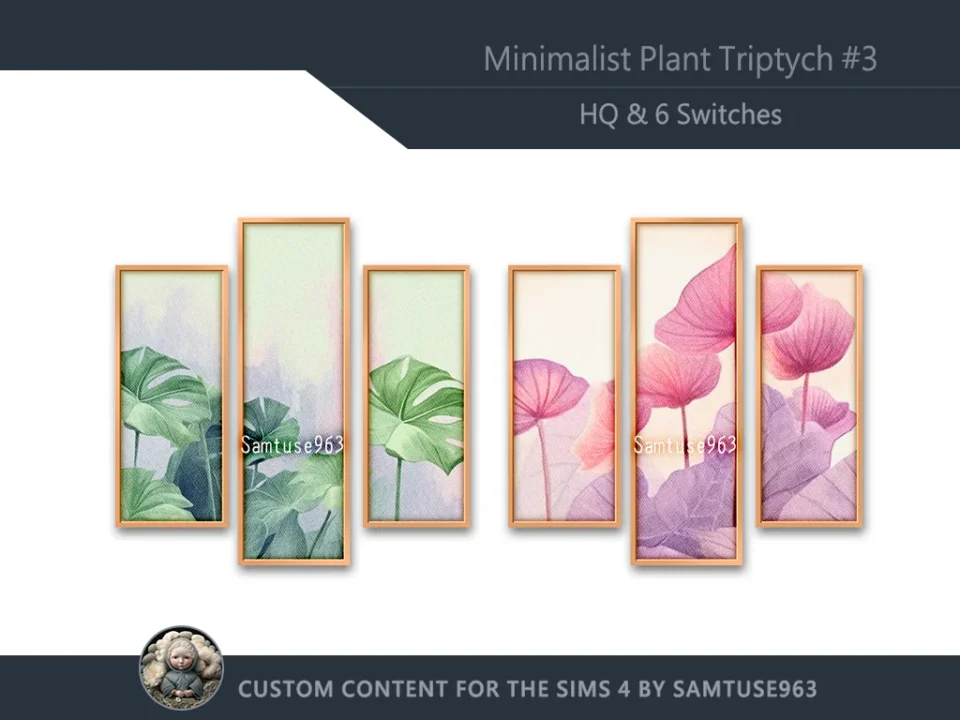 HQ Minimalist Plant Triptych #3 Sellable Extra B Samtuse963