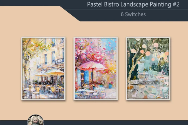 Pastel Bistro Landscape Painting #2 Sellable Extra A Samtuse963