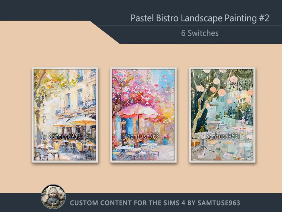 Pastel Bistro Landscape Painting #2 Sellable Extra A Samtuse963