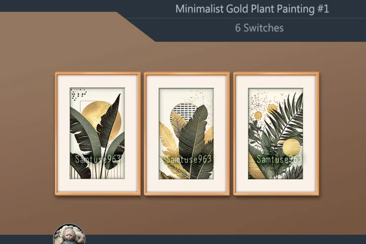 Minimalist Gold Plant Painting #1 Sellable Extra A Samtuse963