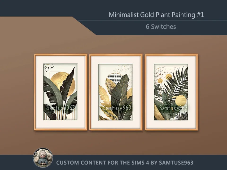 Minimalist Gold Plant Painting #1 Sellable Extra A Samtuse963
