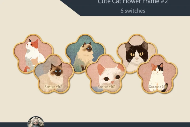 Cute Cat Flower Frame #2 Sellable Samtuse963
