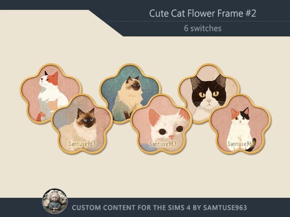 Cute Cat Flower Frame #2 Sellable Samtuse963