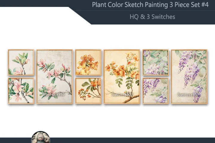 HQ Plant Color Sketch Painting 3 Piece Set #4 Sellable Extra F Samtuse963
