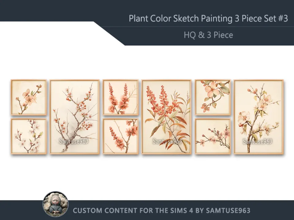 HQ Plant Color Sketch Painting 3 Piece Set #3 Sellable Extra F Samtuse963