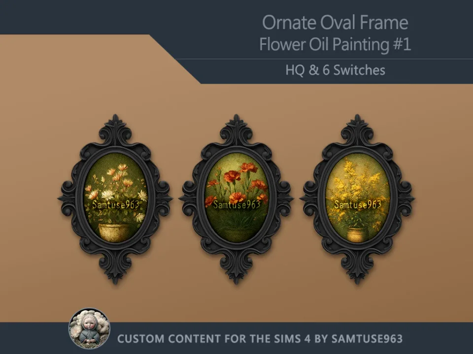 HQ Ornate Oval Frame Flower Oil Painting #1 Sellable Samtuse963