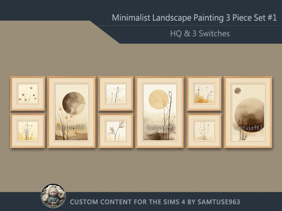 HQ Minimalist Landscape Painting 3 Piece Set #1 Sellable Extra F Samtuse963