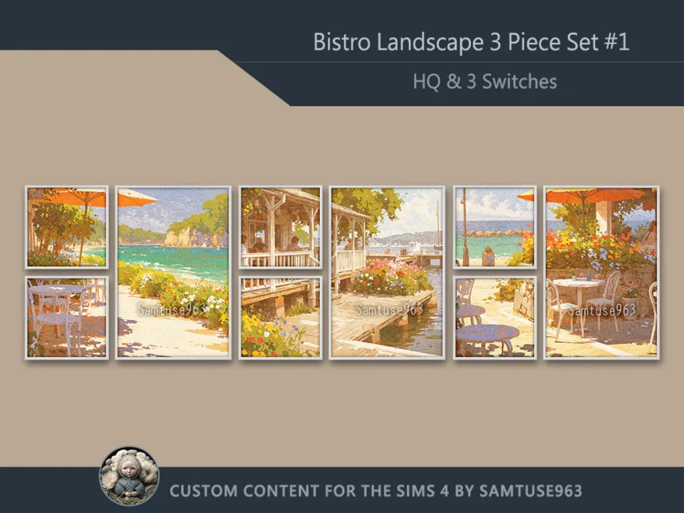 HQ Bistro Landscape Painting 3 Piece Set #1 Sellable Extra F Samtuse963
