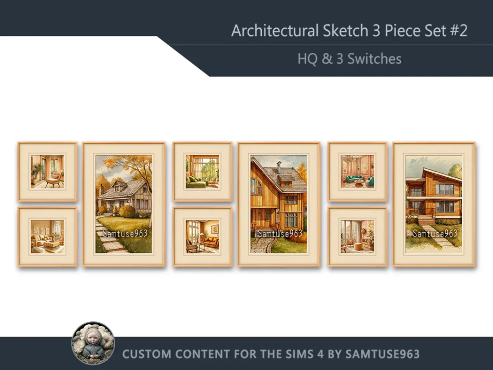 HQ Architectural Sketch 3 Piece Set #2 Sellable Extra F Samtuse963