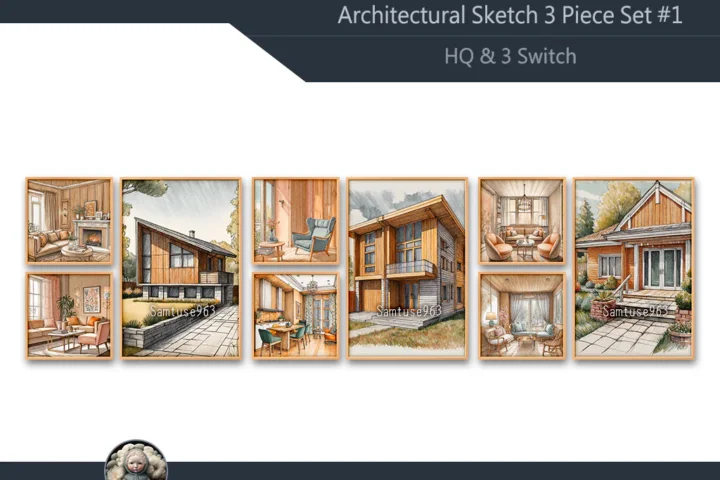 HQ Architectural Sketch 3 Piece Set #1 Sellable Extra F Samtuse963