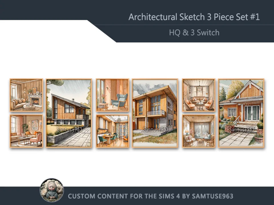HQ Architectural Sketch 3 Piece Set #1 Sellable Extra F Samtuse963