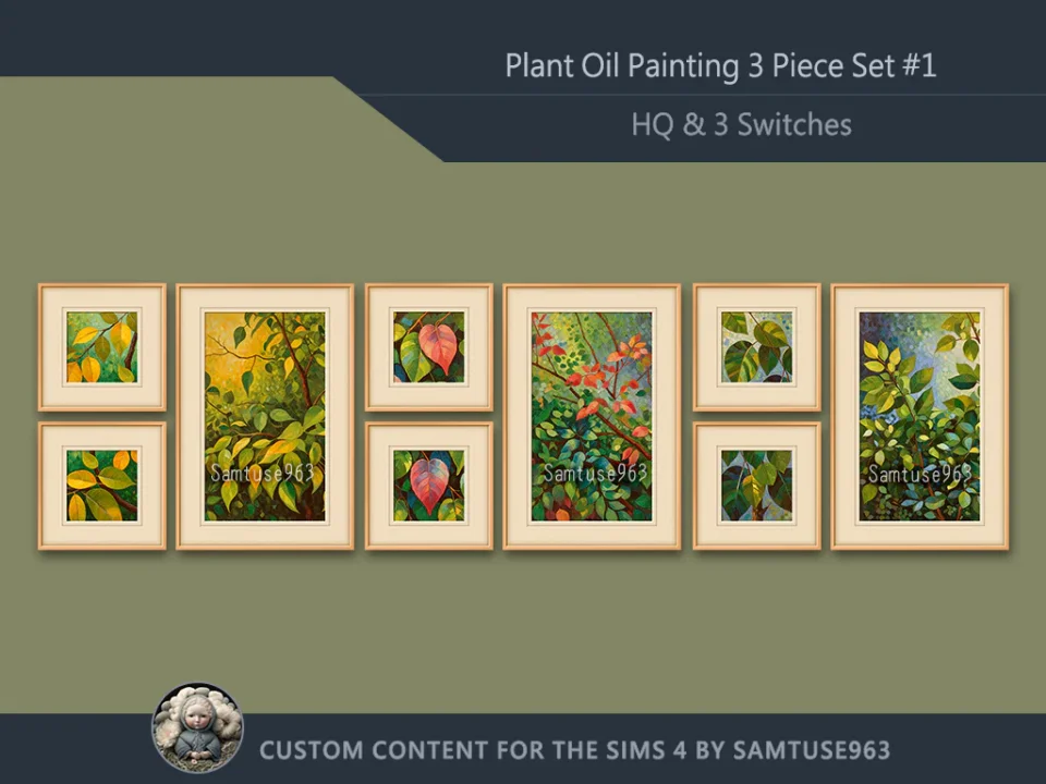 HQ Plant Oil Painting 3 Piece Set #1 Sellable Extra F Samtuse963