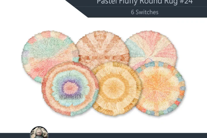 Pastel Fluffy Round Dance Rug #24 Samtuse963