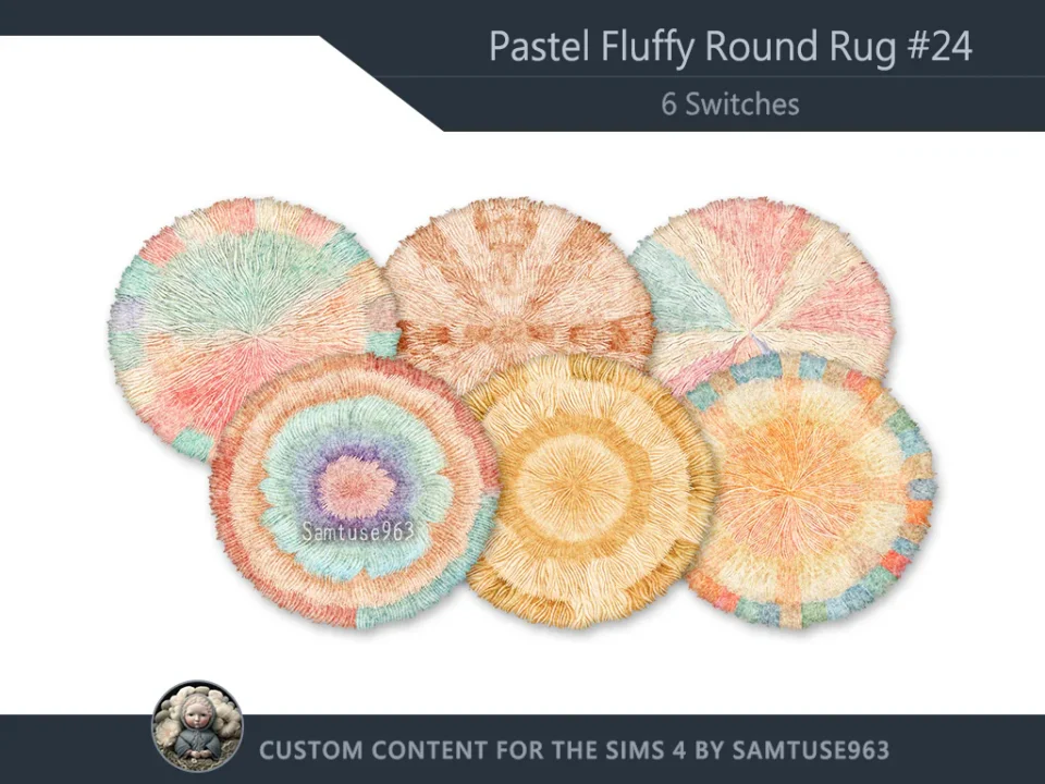 Pastel Fluffy Round Dance Rug #24 Samtuse963