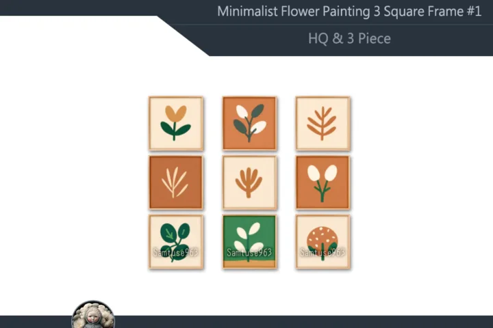 HQ Minimalist Flower 3 Square Frame #1 Sellable Samtuse963
