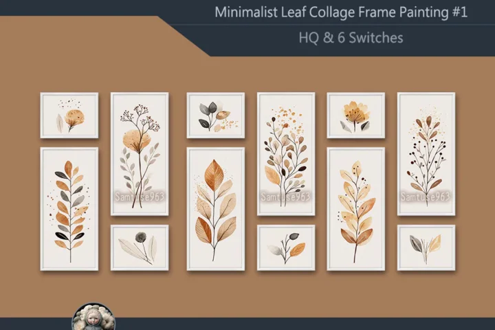 HQ Minimalist Leaf Collage Frame Painting #1 Sellable Samtuse963