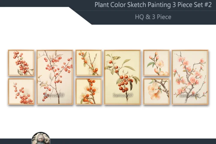 HQ Plant Color Sketch Painting 3 Piece Set #2 Sellable Extra F Samtuse963