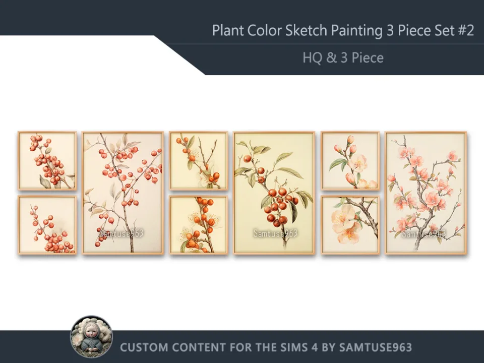 HQ Plant Color Sketch Painting 3 Piece Set #2 Sellable Extra F Samtuse963