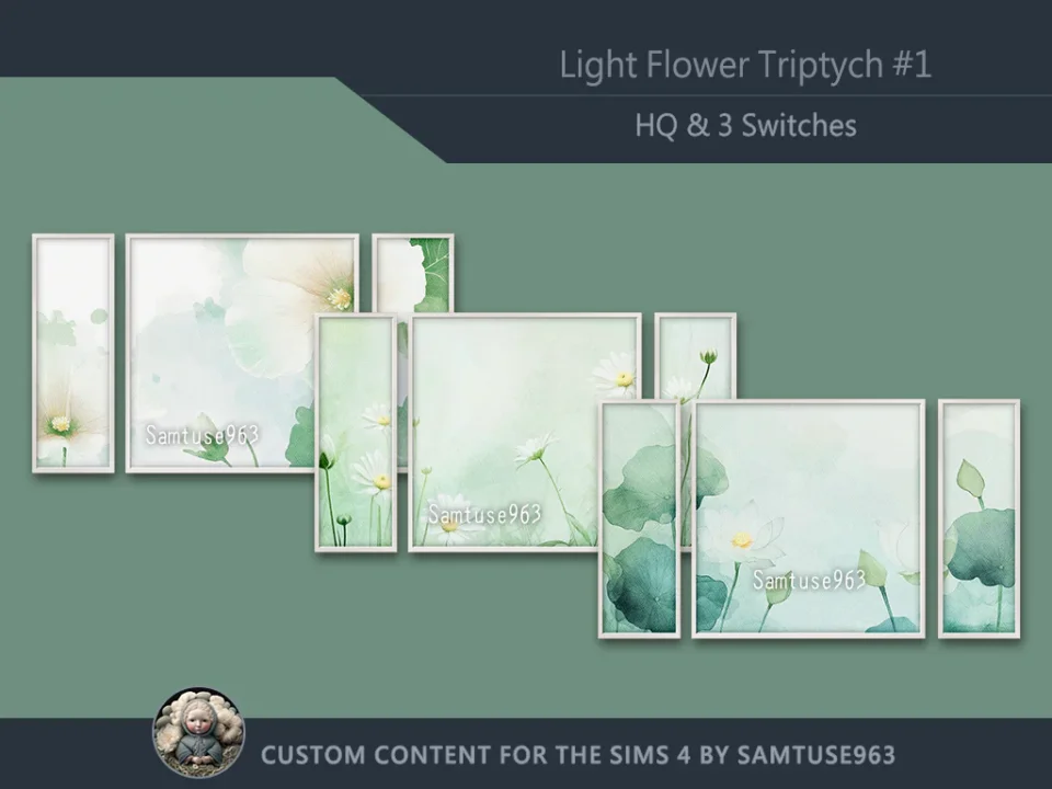 HQ Light Flower Triptych #1 Sellable Extra E Samtuse963