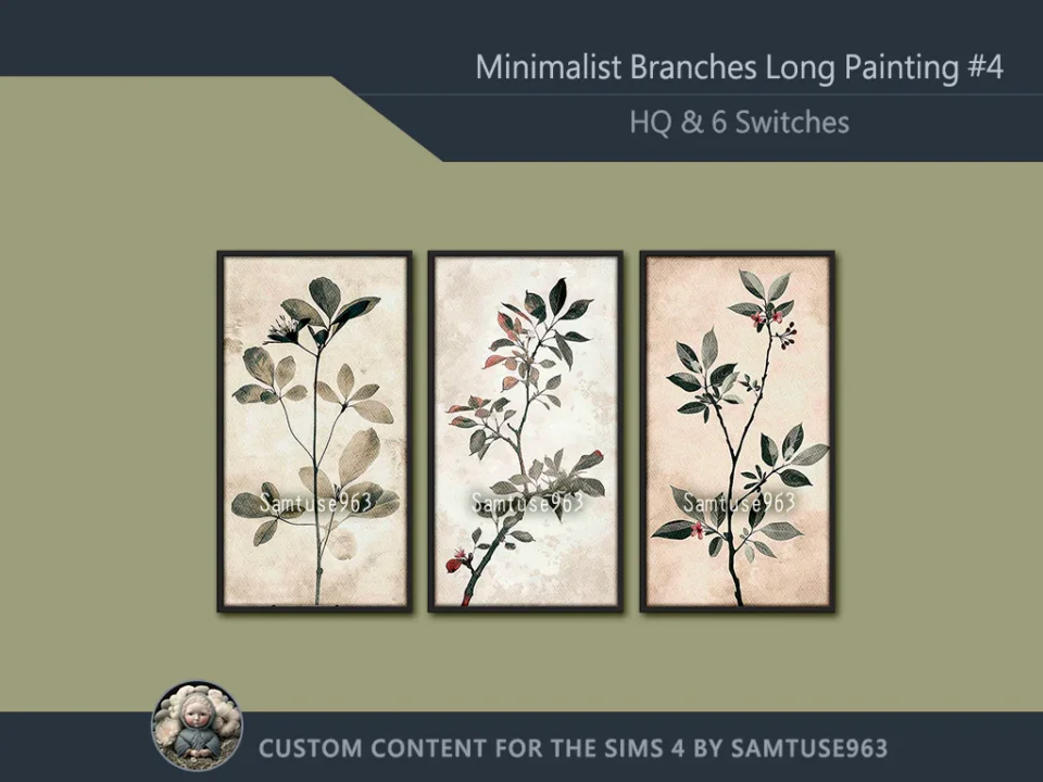 HQ Minimalist Branches Long Painting #4 Sellable Extra D Samtuse963