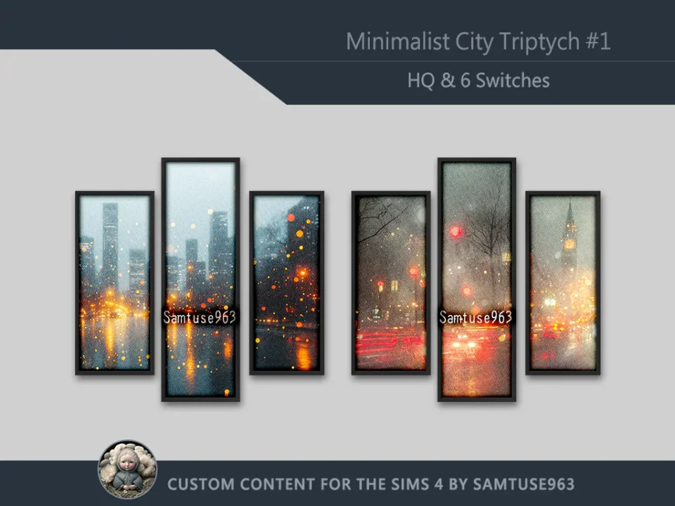 HQ Minimalist City Triptych #1 Sellable Extra B Samtuse963