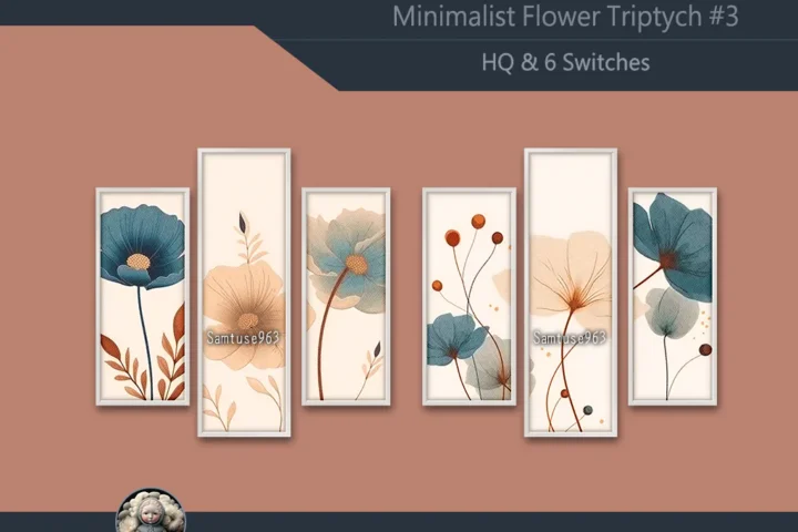 HQ Minimalist Flower Triptych #3 Sellable Extra B Samtuse963