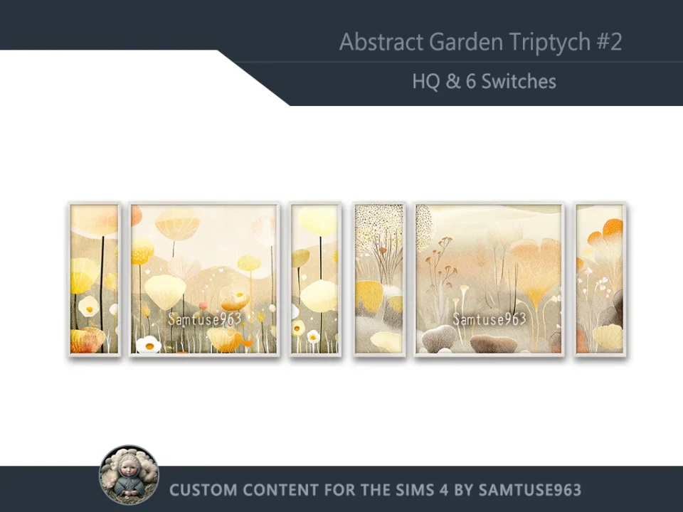 HQ Abstract Garden Triptych #2 Sellable Extra E Samtuse963