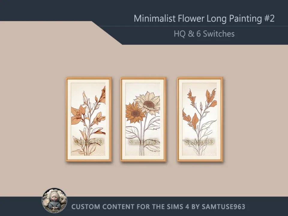 HQ Minimalist Flower Long Painting #2 Sellable Extra D Samtuse963