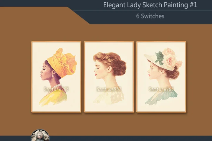 Elegant Lady Sketch Painting #1 Sellable Extra A Samtuse963