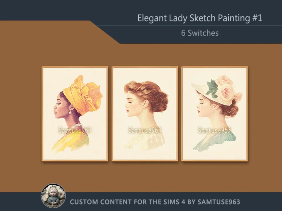 Elegant Lady Sketch Painting #1 Sellable Extra A Samtuse963