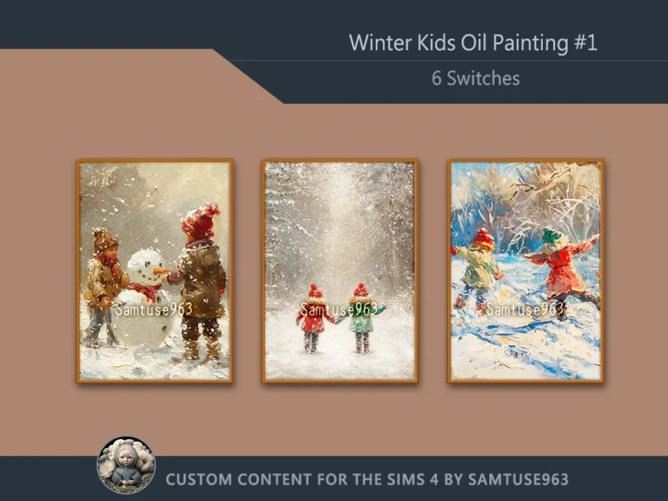 Winter Kids Oil Painting #1 Sellable Extra A Samtuse963