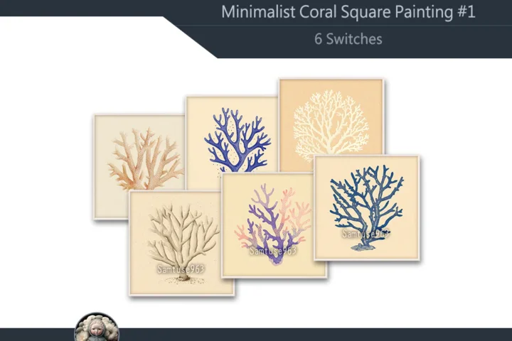 Minimalist Coral Square Painting #1 Samtuse963