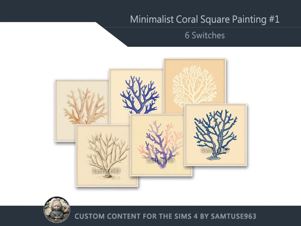 Minimalist Coral Square Painting #1 Samtuse963