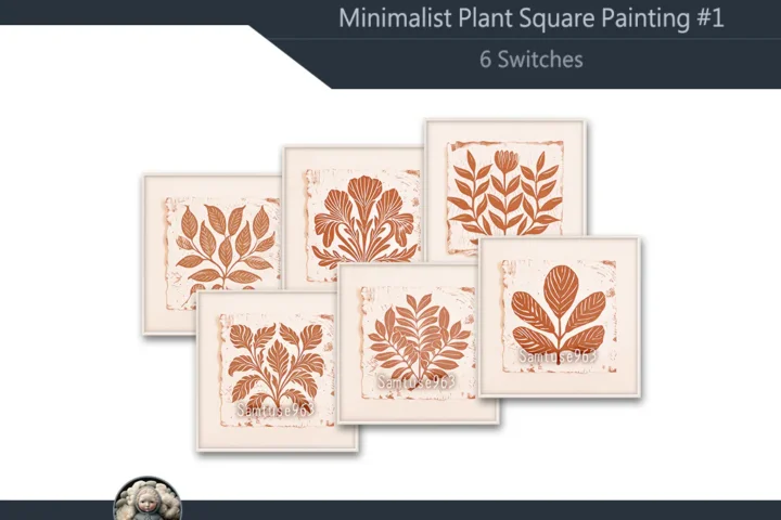 Minimalist Plant Square Painting #1 Samtuse963
