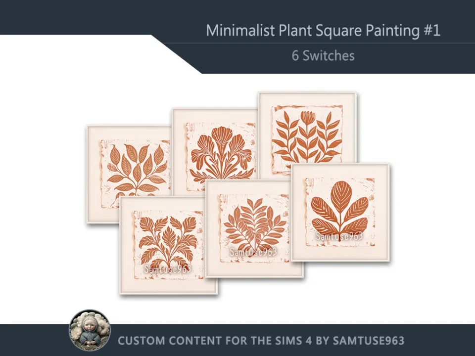 Minimalist Plant Square Painting #1 Samtuse963