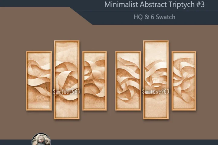 HQ Minimalist Abstract Triptych #3 Extra B Samtuse963
