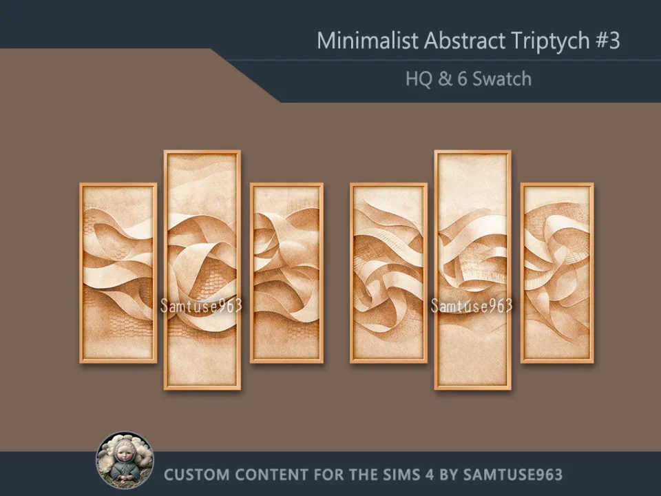 HQ Minimalist Abstract Triptych #3 Extra B Samtuse963
