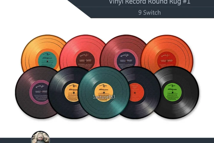 Vinyl Record Round Dance Rug #1 Samtuse963
