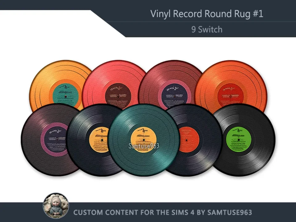 Vinyl Record Round Dance Rug #1 Samtuse963