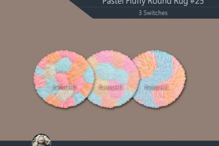 Pastel Fluffy Round Dance Rug #25 Samtuse963